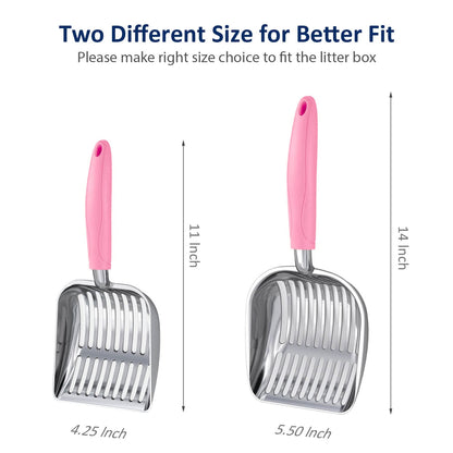 WePet Cat Litter Scoop, Aluminum Alloy Sifter, Kitty Metal Scooper, Deep Shovel, Long Handle, Poop Sifting, Kitten Pooper Lifter, Durable, Heavy Duty, for Litter Box
