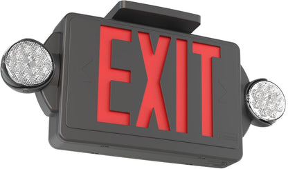 Lithonia Lighting LHQM LED B R M6 LED 2-Light Exit Sign/Emergency with LED Heads and Red Stencil, Black