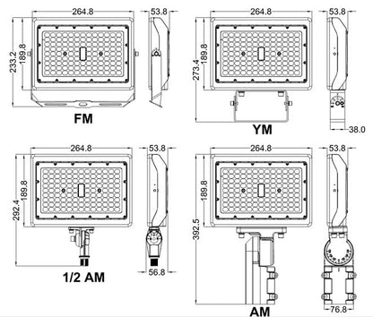 RuggedGrade 120W - Kivo II CS Series LED Floodlight - 17,400 Lumens - Color Selectable 30K/40K/50K - Knuckle Mount