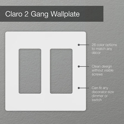 Lutron Claro 2 Gang Decorator/Rocker Wallplate, Gloss, Gray (1-Pack) | CW-2-GR