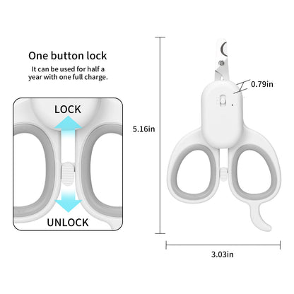 PAKEWAY Pet Nail Clipper with LED & -U-V Light, Cat Claw Trimmer with Ultra Bright LED Light for Nail Bloodline to Avoid Over Cutting, Sharp Angled Blade Grooming Tool for Dog Cat Rabbit Small Animals