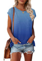 MEROKEETY Women's Casual Cap Sleeve T Shirts Basic Summer Tops Loose Solid Color Blouse