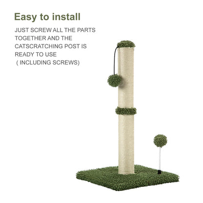 Cat Scratching Post Premium Basics Kitten Scratcher Sisal Scratch Posts with Hanging Ball 22in for Kittens or Smaller Cats (22 inches for Kitten, Beige)