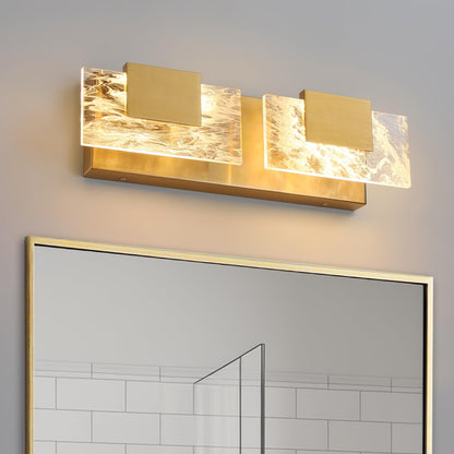 LED Bathroom Vanity Light: 24 inch Brushed Gold Acrylic Modern Lighting Fixtures - 3 Lights Contemporary Smoke Design Wall Lights Fixture Over Mirror 3000K