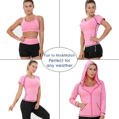 Women Workout Clothes Set 5 PCS Exercise Athletic Outfits Set