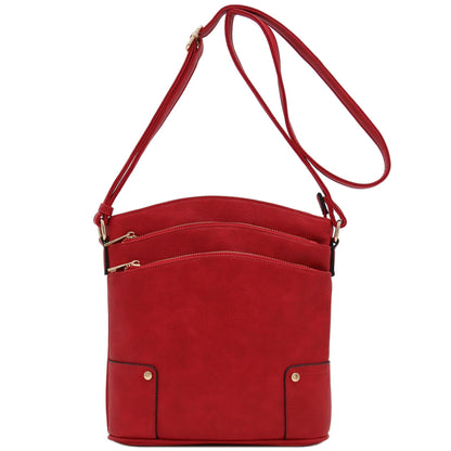 ALYSSA Triple Zip Pocket Large Crossbody Bag