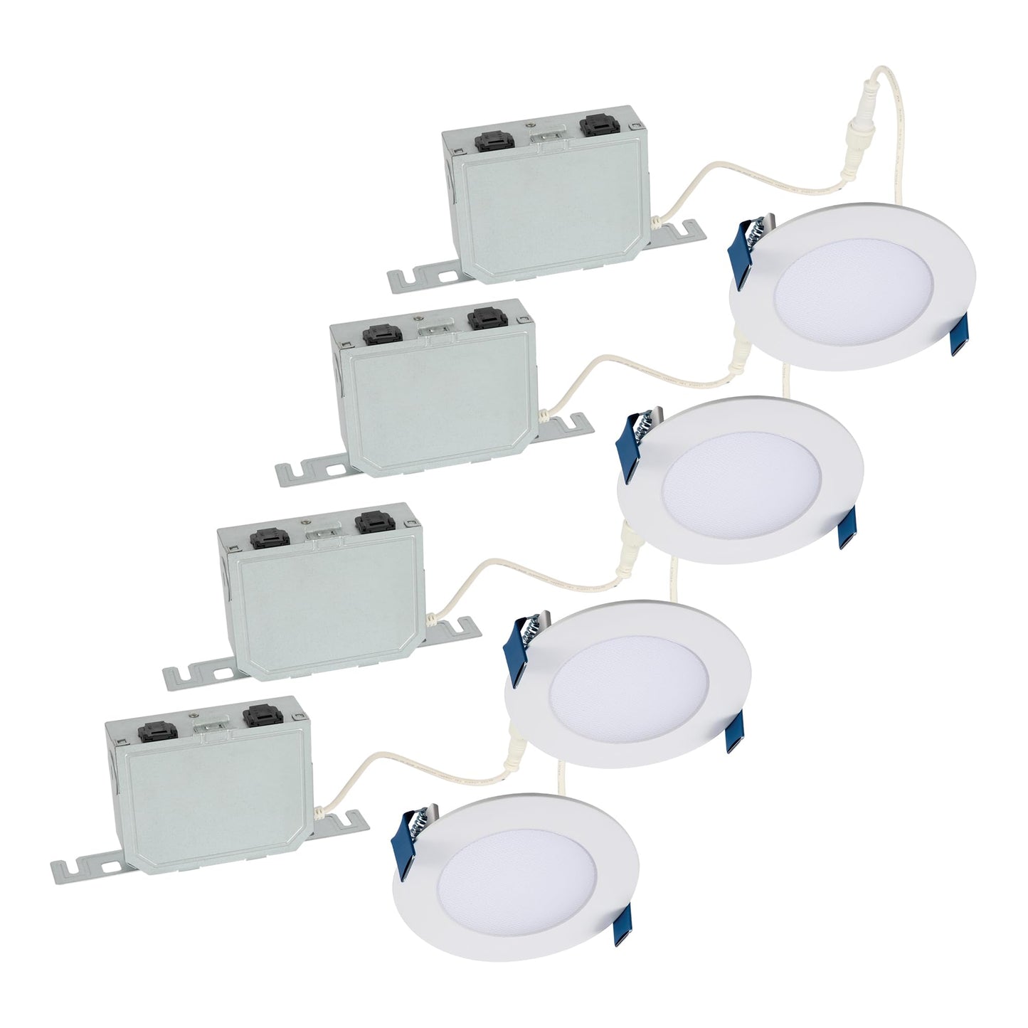 HALO HLB 4-Inch Thin Recessed Indoor/Outdoor Canless LED Downlight w/Selectable Color Temperatures 6-Pack HLB40699FS1EMWR-6PK