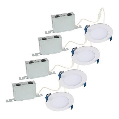 HALO HLB 4-Inch Thin Recessed Indoor/Outdoor Canless LED Downlight w/Selectable Color Temperatures 6-Pack HLB40699FS1EMWR-6PK