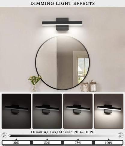 Joossnwell Black Bathroom Vanity Light Fixtures Dimmable 5CCT LED Bathroom Lighting Bar 15.75 Inch Modern Bath Lights Fixture Over Mirror 12W