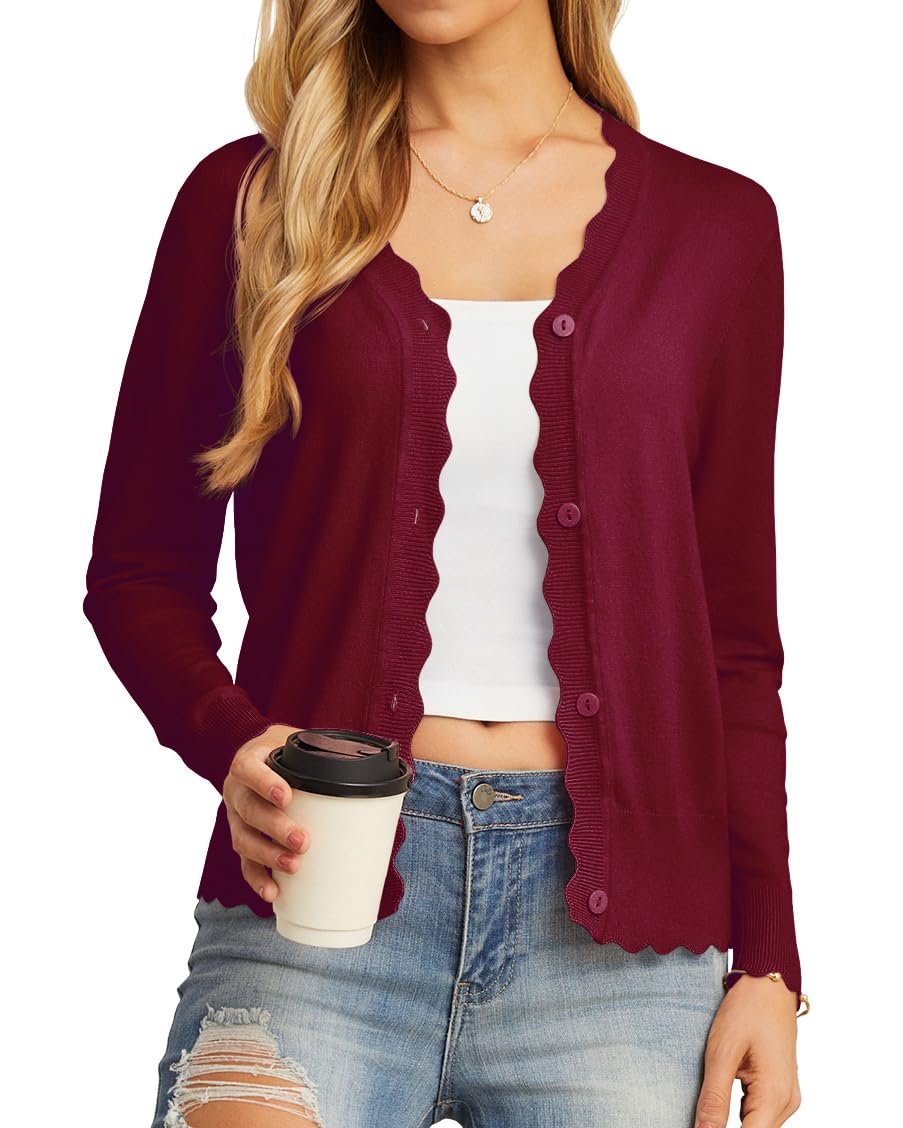 GRECERELLE Women's Long Sleeve V-Neck Button Down Cardigan Knit Shrugs Sweater