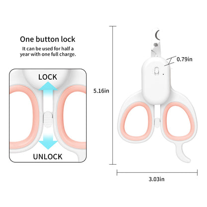 PAKEWAY Pet Nail Clipper with LED & -U-V Light, Cat Claw Trimmer with Ultra Bright LED Light for Nail Bloodline to Avoid Over Cutting, Sharp Angled Blade Grooming Tool for Dog Cat Rabbit Small Animals
