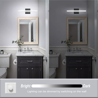 Combuh LED Bathroom Vanity Light Bar 16 Inch 9W Black IP44 Bathroom Light Fixtures Over Mirror Modern Bath Wall Lighting Fixture Sconce Indoor Cool White 6000K