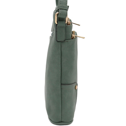 ALYSSA Triple Zip Pocket Large Crossbody Bag
