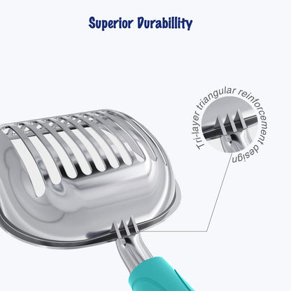 WePet Cat Litter Scoop, Aluminum Alloy Sifter, Kitty Metal Scooper, Deep Shovel, Long Handle, Poop Sifting, Kitten Pooper Lifter, Durable, Heavy Duty, for Litter Box