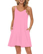 MISFAY Women's Summer Spaghetti Strap Casual Swing Tank Beach Cover Up Dress with Pockets