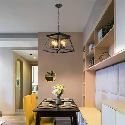 4 Lights Farmhouse Chandelier For Dining Room Black - No Bulbs