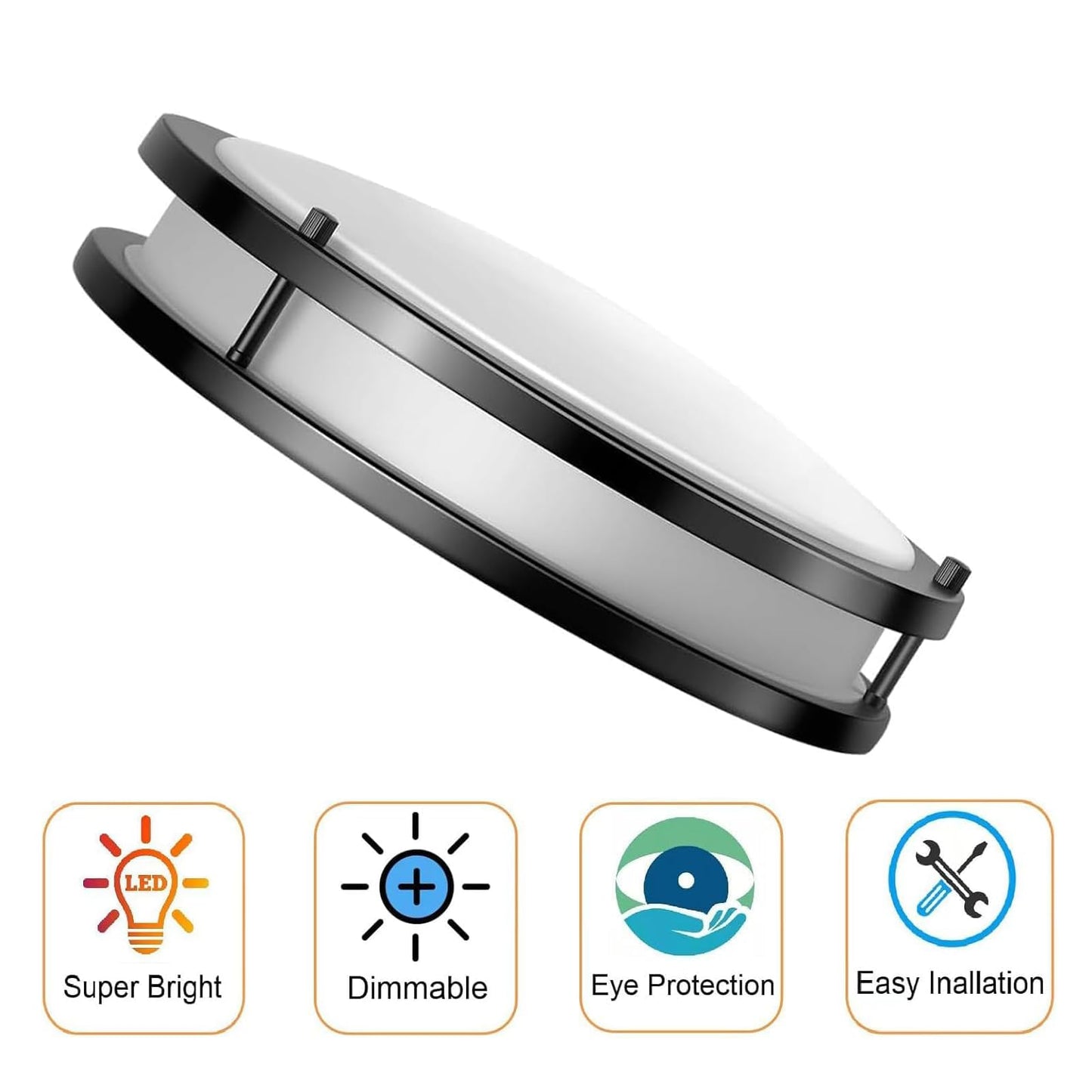 36W Dimmable LED Ceiling Light Fixture, 12 inch Flush Mount Light Fixture, Ceiling Lights for Bedroom, Kitchen, Bathroom, Super Bright 4000 Lumens, 400W Equivalent, 5000K Daylight White