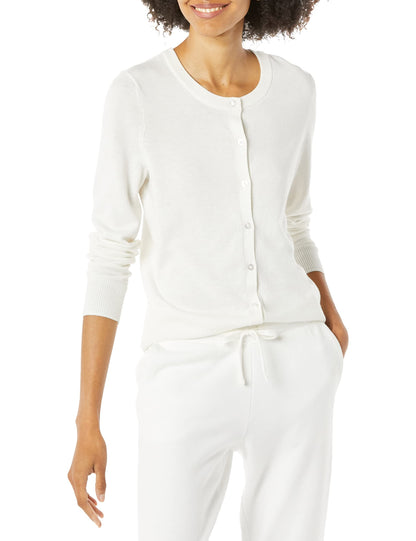 Women's Lightweight Crewneck Cardigan Sweater (Available in Plus Size)