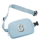 COSHAYSOO Pink Belt Bag Small Waist Fanny Pack Mini Crossbody Purse with Initial Preppy Letter Patch for Teen Girl Women Workout, Cross Body Chest Pouch Trending Birthday Gift Idea (S)