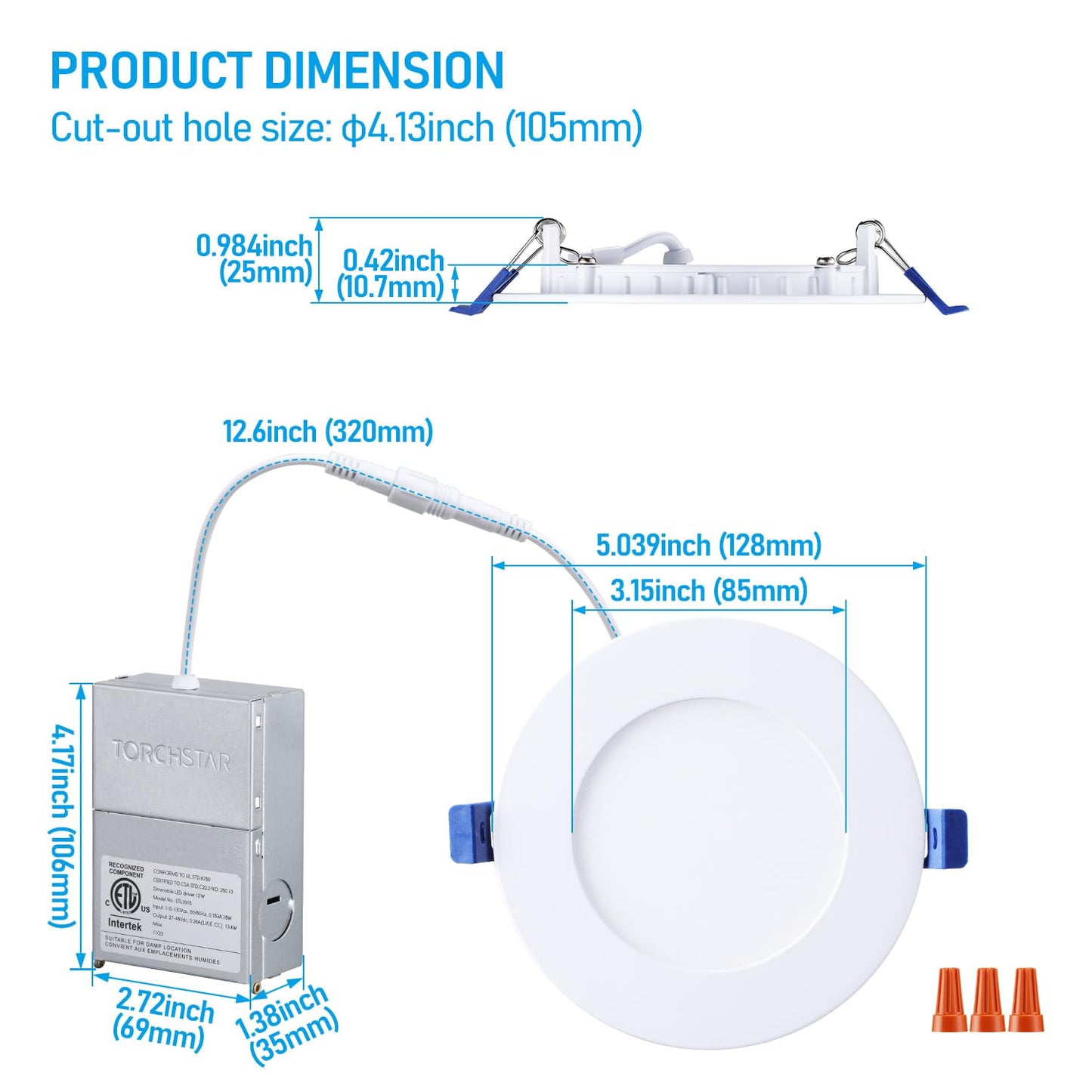 TORCHSTAR Basic Series 12-Pack 6 Inch Ultra-Thin LED Recessed Lighting with Junction Box, CRI90, Aluminum, 5000K Daylight, 5%-100% Dimmable Slim Recessed Downlight, 12W 1100LM, ETL and Energy Star