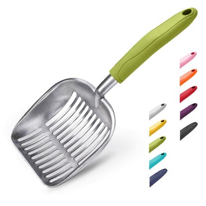 WePet Cat Litter Scoop, Aluminum Alloy Sifter, Kitty Metal Scooper, Deep Shovel, Long Handle, Poop Sifting, Kitten Pooper Lifter, Durable, Heavy Duty, for Litter Box