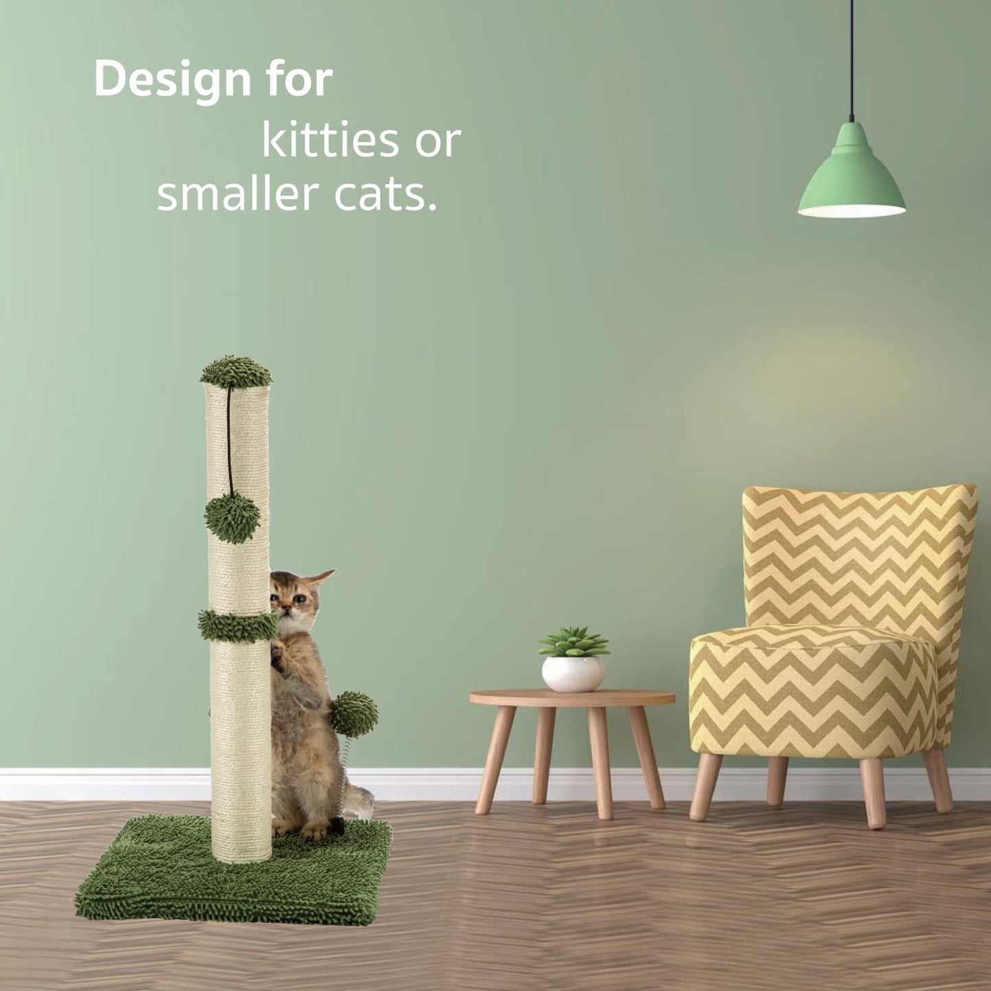 Cat Scratching Post Premium Basics Kitten Scratcher Sisal Scratch Posts with Hanging Ball 22in for Kittens or Smaller Cats (22 inches for Kitten, Beige)