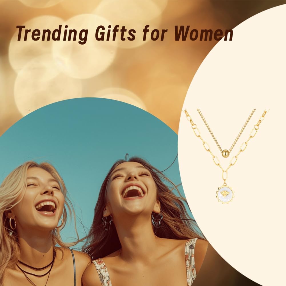 Bee Pendant Layering Necklaces for Women, Popular Items, Bee Necklace, Cute Necklaces, Aesthetic Things, Stackable Necklaces for Women
