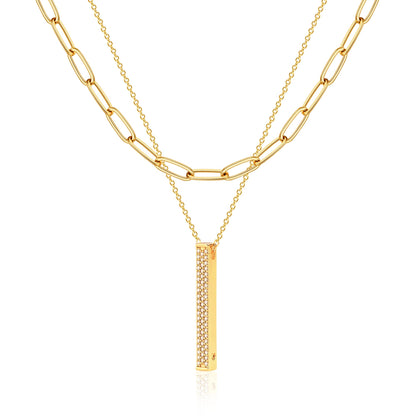 MEVECCO Layered Heart Necklace Pendant Handmade 18k Gold Plated Dainty Gold Choker Arrow Bar Layering Long Necklace for Women