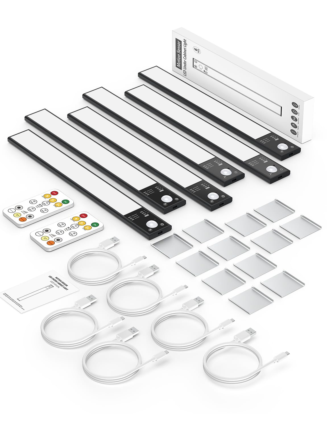 12" Thin Motion-Activated Under Cabinet Lighting, Aluminum Alloy Under Counter Lights for Kitchen, 3-Color-Temps Magnetic Closet Lights, Rechargeable Motion Sensor Light Indoor (4Pack, Silver)