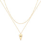 MEVECCO Layered Heart Necklace Pendant Handmade 18k Gold Plated Dainty Gold Choker Arrow Bar Layering Long Necklace for Women