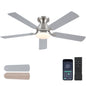 Ceiling Fans with Lights- 52" Low Profile Indoor Ceiling Fan with Light and Remote/APP Control, Flush Mount, LED Dimmable DC Reversible Modern Ceiling Fan for Bedroom（Black）