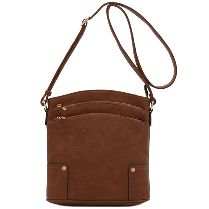 ALYSSA Triple Zip Pocket Large Crossbody Bag