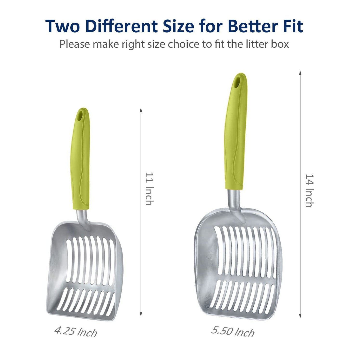 WePet Cat Litter Scoop, Aluminum Alloy Sifter, Kitty Metal Scooper, Deep Shovel, Long Handle, Poop Sifting, Kitten Pooper Lifter, Durable, Heavy Duty, for Litter Box