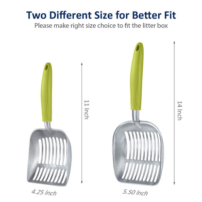 WePet Cat Litter Scoop, Aluminum Alloy Sifter, Kitty Metal Scooper, Deep Shovel, Long Handle, Poop Sifting, Kitten Pooper Lifter, Durable, Heavy Duty, for Litter Box