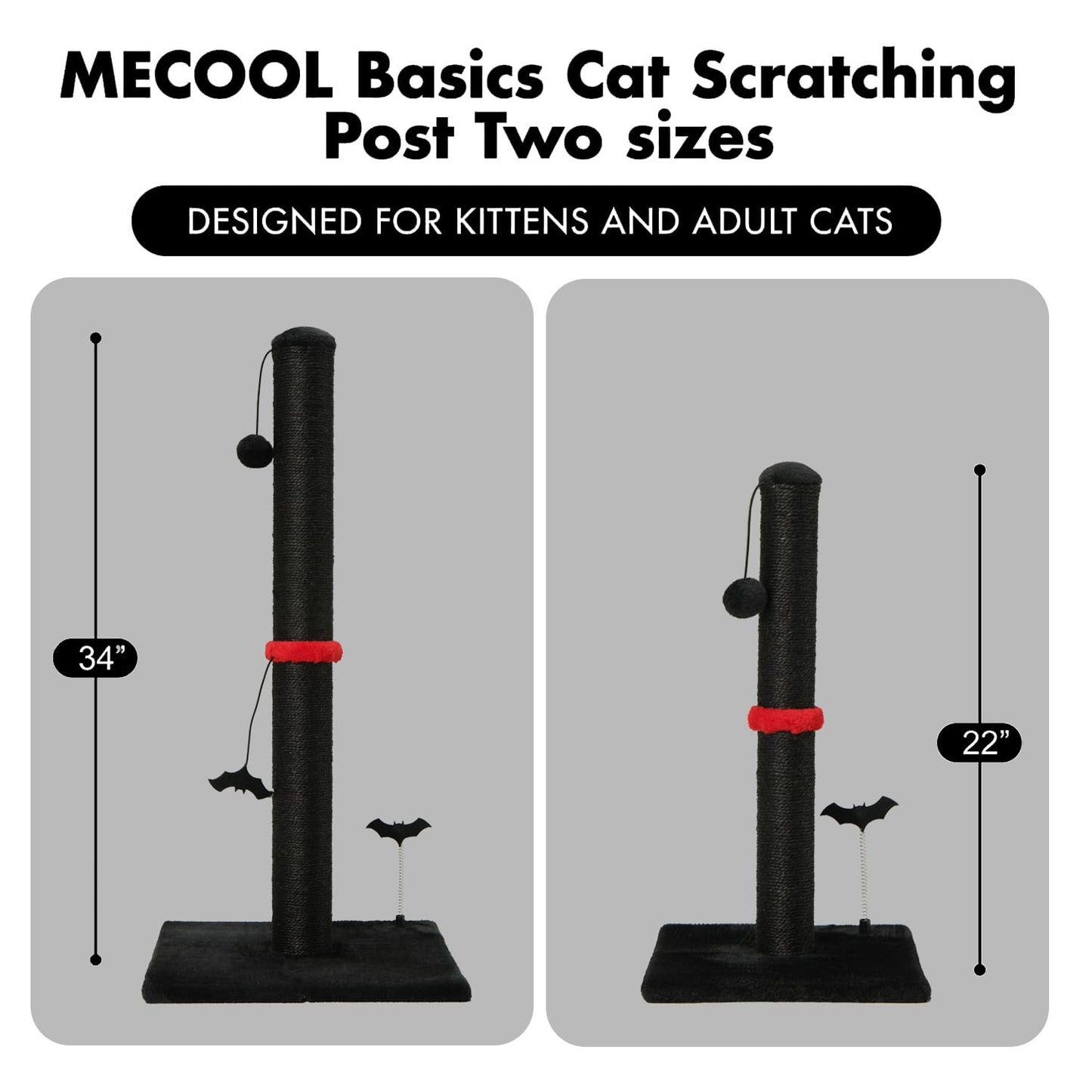 Cat Scratching Post Premium Basics Kitten Scratcher Sisal Scratch Posts with Hanging Ball 22in for Kittens or Smaller Cats (22 inches for Kitten, Beige)
