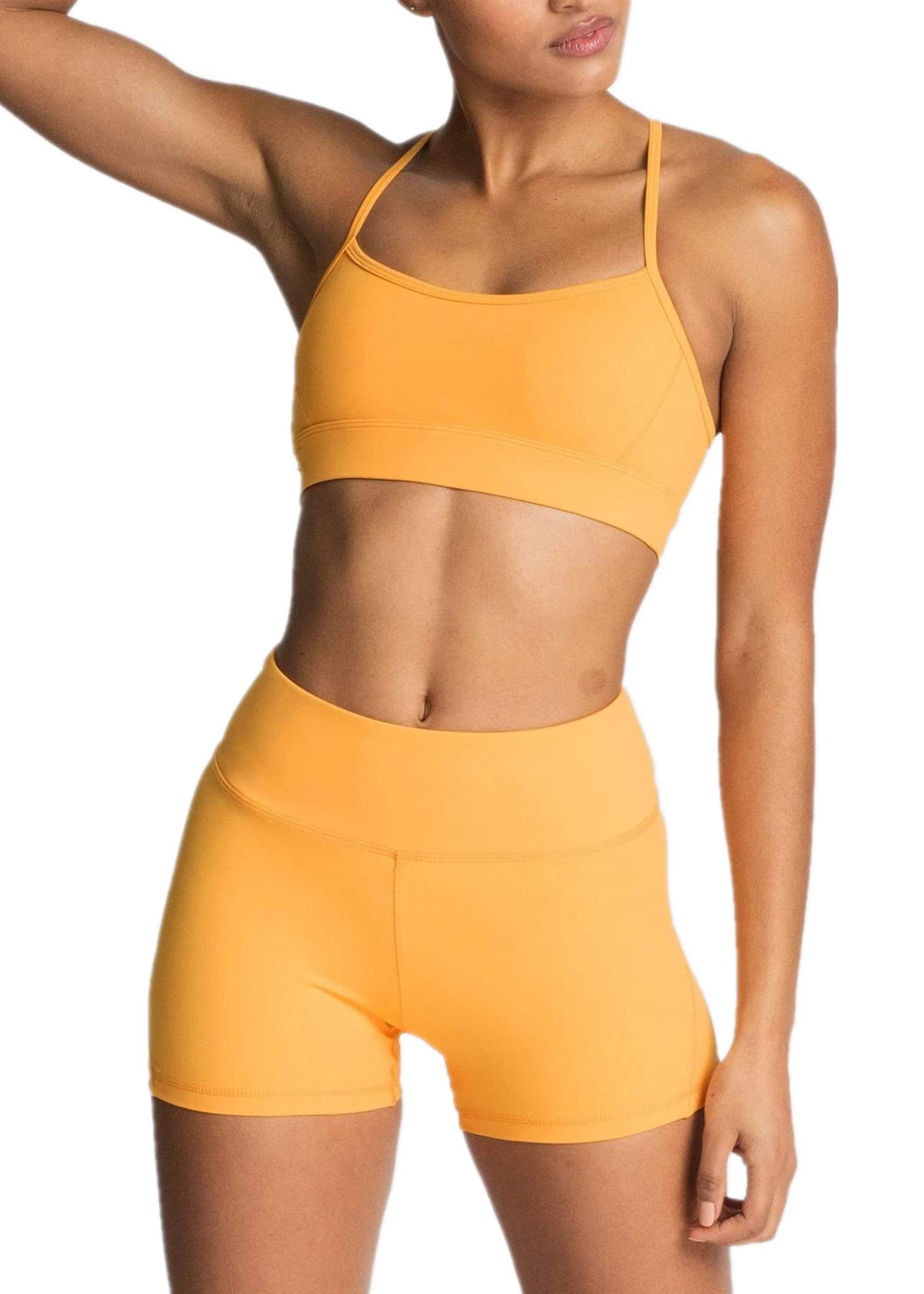 IWEMEK Women's Workout Sets 2 Piece Yoga Outfits High Waisted Biker Shorts and Cross Back Sports Bra Gym Set
