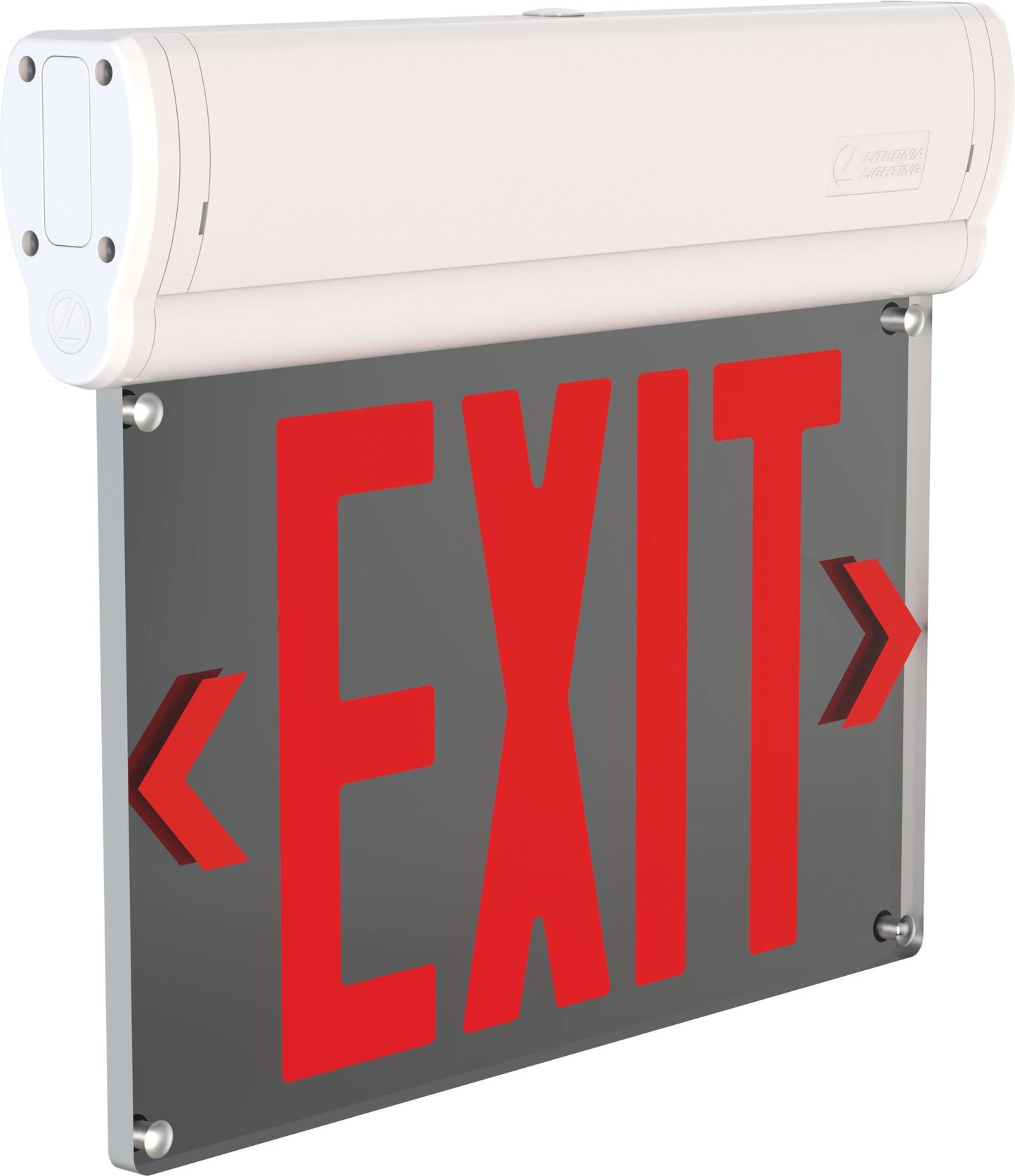 Lithonia Lighting BE W R SM M6 BE Basics Edge-Lit Exit Sign, White with Red Letters, Surface Mount