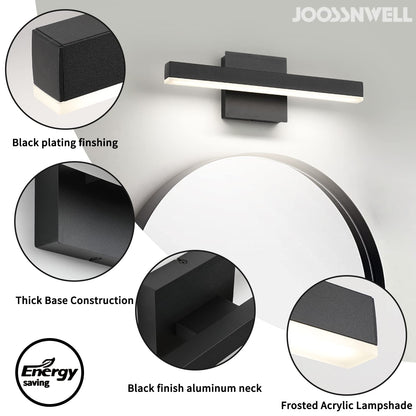 Joossnwell Black Bathroom Vanity Light Fixtures Dimmable 5CCT LED Bathroom Lighting Bar 15.75 Inch Modern Bath Lights Fixture Over Mirror 12W