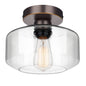 MAXvolador Industrial Semi Flush Mount Ceiling Light, Clear Glass Pendant Lamp Shade, Farmhouse Lighting for Hallway, Vintage Hanging Light Fixtures