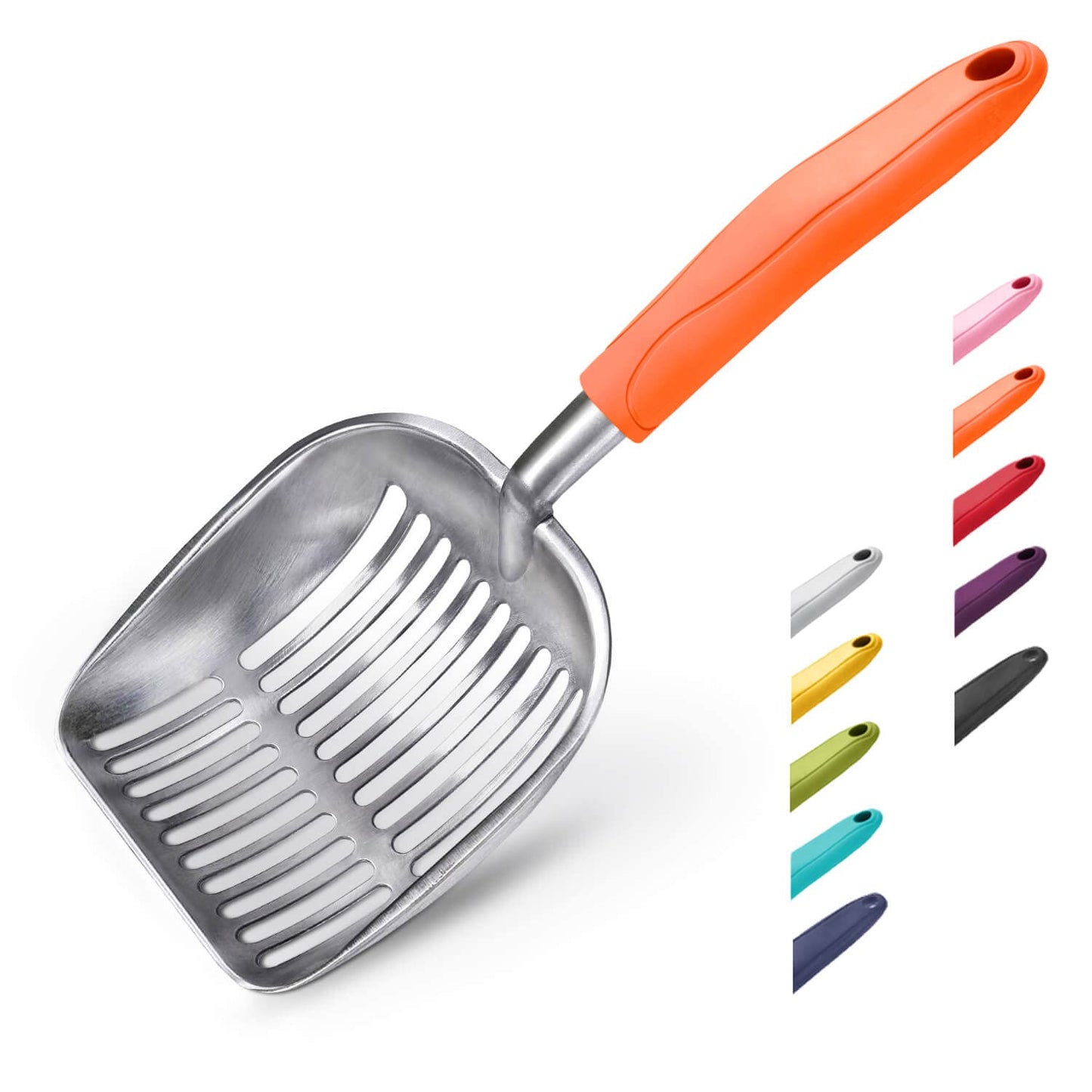 WePet Cat Litter Scoop, Aluminum Alloy Sifter, Kitty Metal Scooper, Deep Shovel, Long Handle, Poop Sifting, Kitten Pooper Lifter, Durable, Heavy Duty, for Litter Box