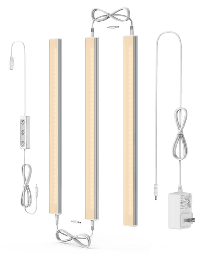 ASOKO Under Cabinet Led Light Plug in, Dimmable Daylight White 4500K, 3 Pack 12 inch Linkable Led Under Counter Lights for Kitchen, Shelf, Workbench, Cupboard, ETL Listed Plug 24V, UNO-LK 4500K