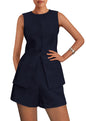 PRETTYGARDEN Women's 2 Piece Sets 2025 Summer Trendy Button Down Suit Vest Tops High Waisted Shorts Business Casual Outfits