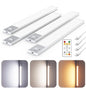 12" Thin Motion-Activated Under Cabinet Lighting, Aluminum Alloy Under Counter Lights for Kitchen, 3-Color-Temps Magnetic Closet Lights, Rechargeable Motion Sensor Light Indoor (4Pack, Silver)