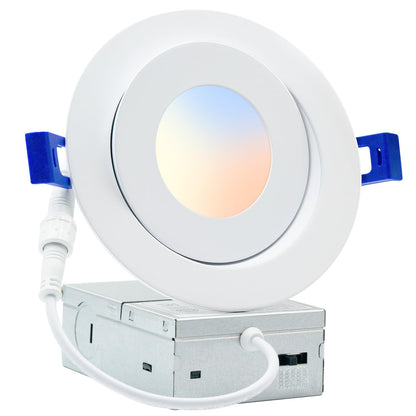 HONZIN 4 Pack 4 Inch Gimbal Recessed Lighting, 360° & 90° Adjustable Canless Downlight - 9W LED 750LM High Brightness, 5CCT 2700K-5000K Selectable, ETL/FCC & IC Rated, CRI90+ Dimmable