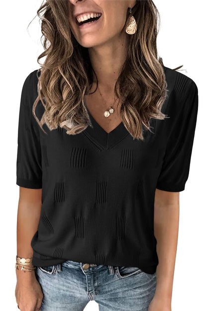 Arach&Cloz Women's Tops 2025 Spring Summer Short Sleeve Sweater Fashion Trendy Dressy Casual Outfit Versatile Knit Blouse