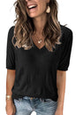 Arach&Cloz Women's Tops 2025 Spring Summer Short Sleeve Sweater Fashion Trendy Dressy Casual Outfit Versatile Knit Blouse