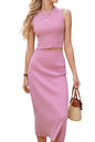 Arach&Cloz Women's Two Piece Sets 2025 Bodycon Dresses Summer Outfits Tank Top and Midi Skirt Suits Sweater