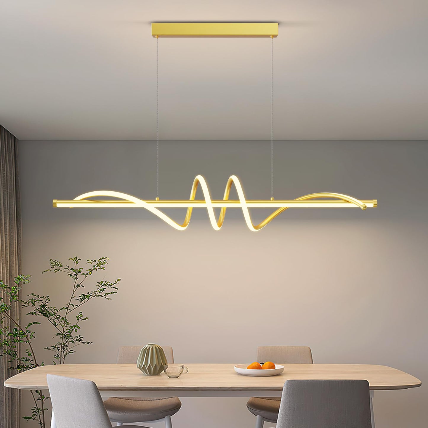 Modern LED Pendant Lights, 39in Chandelier Dimmable with Remote Control 3000k-6000K Adjustable Color Temperature, Aluminum Island Lighting Lamp Fixture for Kitchen, Dining Room, Billiard Room