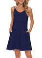 MISFAY Women's Summer Spaghetti Strap Casual Swing Tank Beach Cover Up Dress with Pockets