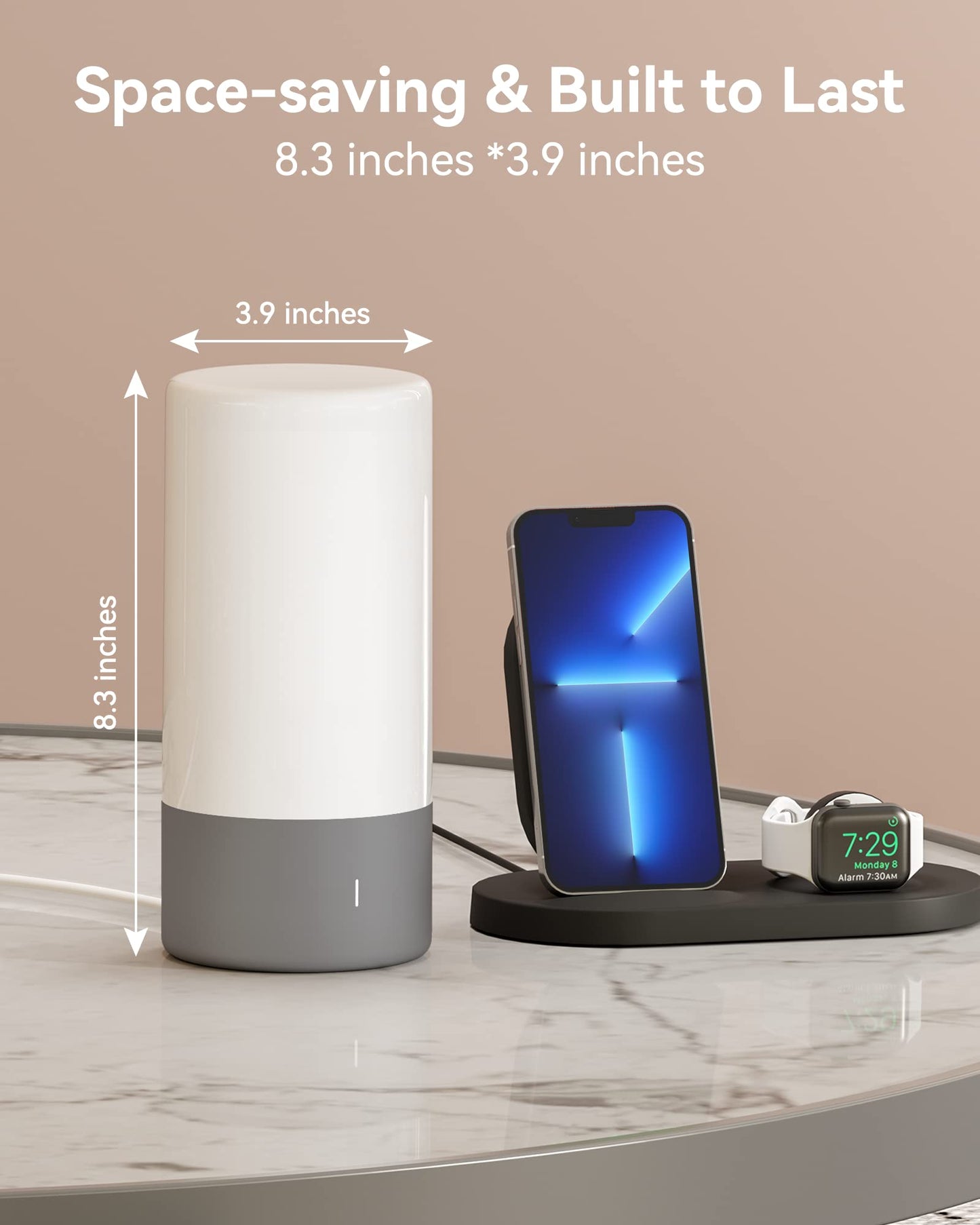 Touch Bedside Table Lamp, [Sleek Design & RGB Mode] 3 Way Dimmable Small Lamp for Bedroom, LED Lamp with Warm White Lights, Multi-Color Smart Nightstand Lamp for for Living Room Home Gifts